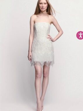By Waters Little White Dress Boston 31424 Strapless White Beaded Fringe